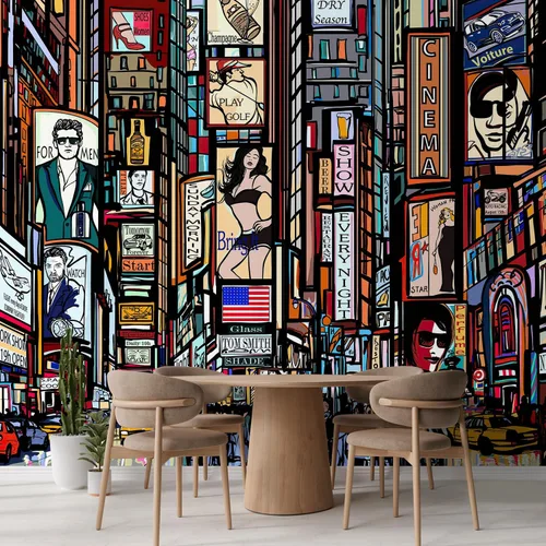 Miniatura 3 de wall26 - Ilustración de una calle en la ciudad de Nueva York - Mural de pared removible. Papel pintado autoadhesivo grande - 100x144 pulgadas Obra