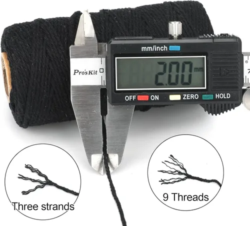 G2PLUS Cuerda de algodón negro, 2 mm 656 pies de cuerda de algodón natural para panaderos, cuerda de embalaje para manualidades DIY, decoración del