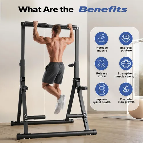 Miniatura 7 de Foldable Pull Up Bar Free Standing, Strength Training Pull-up Bars Adjustable Pull Up Station, Power Tower Pull Up Bar MultiFunction Pull Up Dip
