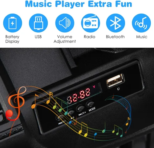 Miniatura 5 de OLAKIDS Camión de paseo para niños, vehículo eléctrico de 12 V con control remoto, automóvil para niños pequeños a batería con música, bocina, 3 Azul