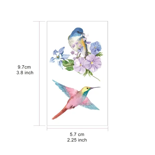 Miniatura 4 de Everjoy Tatuajes temporales realistas de acuarela, flores, pájaros, más de 40 diseños, tatuajes impermeables para mujeres y hombres, 20