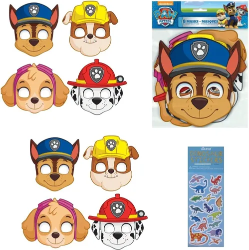 Miniatura 2 de Unique El paquete de decoración para fiesta de cumpleaños de Paw Patrol incluye 16 máscaras de papel para fiestas infantiles y 1 hoja de calcomanías