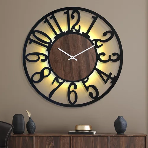 Miniatura 16 de Reloj de pared grande de 20 pulgadas de metal con voz y sensor de luz nocturna, luz en la oscuridad, silencioso, sin tictac, funciona con batería