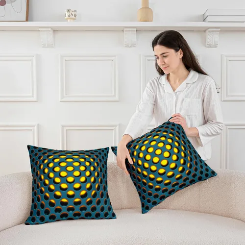 Miniatura 3 de Juego de 2 fundas de almohada de panal de abeja de 16 x 16 pulgadas, fundas de cojín geométricas hexagonales, fundas de almohada de colmena