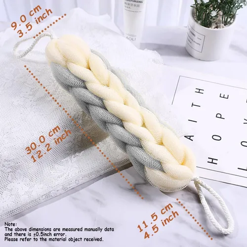 Miniatura 3 de AARAINBOW Paquete de 2 esponjas de espalda elásticas largas mejoradas con asas de cuerda, esponja de malla para baño, ducha, esponja exfoliante