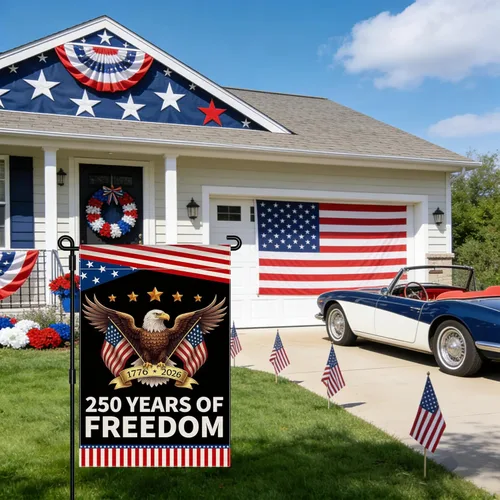 Miniatura 4 de Bandera de jardín del 250 aniversario de América, bandera patriótica del 250 aniversario de EE. UU., señal de jardín conmemorativa del diseño