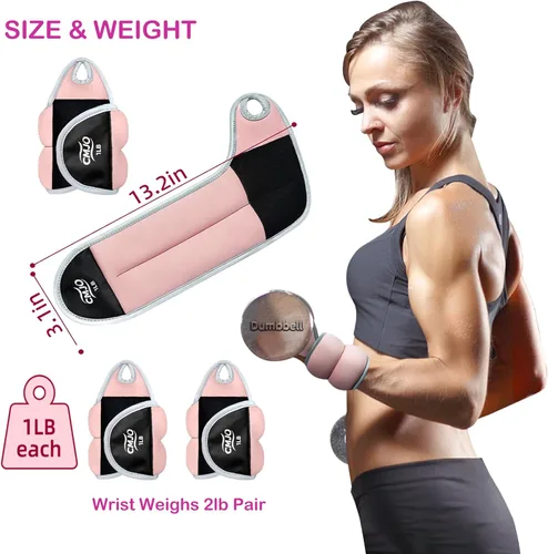 Miniatura 3 de Pesas de muñeca, bandas de brazo pesadas con presillas para el pulgar, pesas de brazo de entrenamiento de fuerza de 1/2/4 libras para caminar