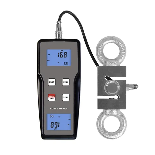 FM-204-200K (1960N/200kgf/440Lbf) Medidor de Fuerza Digital de Empuje y Tracción con Sensor de Célula de Carga Externa, Modo Pico/Seguimiento,
