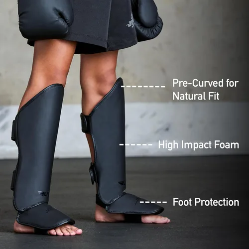 Miniatura 2 de Elite Sports Muay Thai MMA Kickboxing Espinilleras para niños y niñas de 4 a 14 años, protectores de espinillas con protección para el empeine