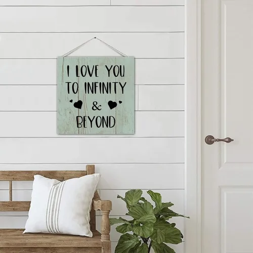 Miniatura 7 de Placa motivacional de madera con texto en inglés "I Love You to and Beyond" (I Love You to and Beyond), letrero de madera para colgar en la pared