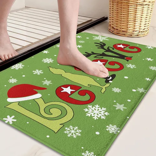 Miniatura 5 de Belive - Alfombra de baño de Navidad para niños, antideslizante, absorbente, lavable, decoración de baño, alfombra de entrada para ducha y bañera