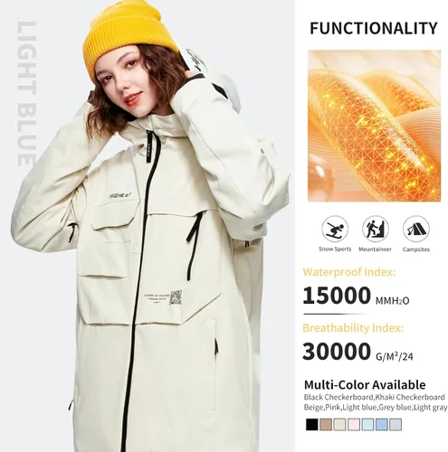 Miniatura 2 de Chaqueta de Esquí Abrigo de Snowboard Nieve Invierno Impermeable Aislada Resistente al Viento Holgada Cálida con Capucha para Hombres Mujeres