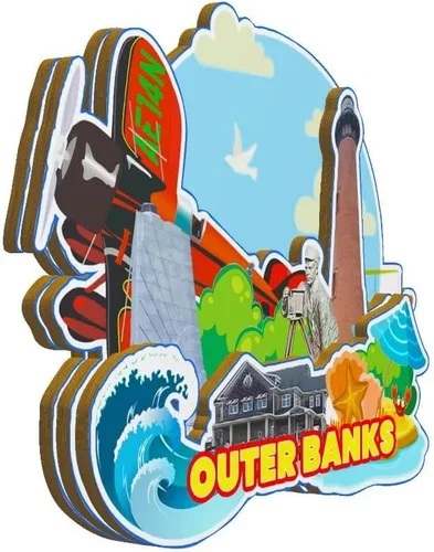 Miniatura 2 de Outer Banks 2938 - Imán de madera para nevera, diseño de Carolina del Norte, Monumentos 3D, recuerdos coleccionables, decoración hecha a mano