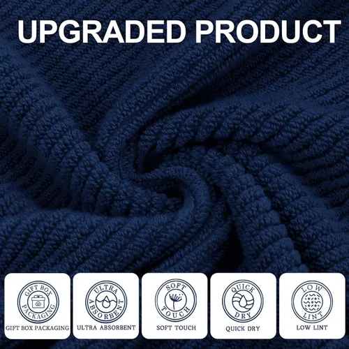 Miniatura 167 de VOOVA & MOVAS Toallas de mano blancas - 100% algodón Ligeras Gruesas Secado rápido Suaves Absorbentes, paquete de 4 piezas grandes de 18