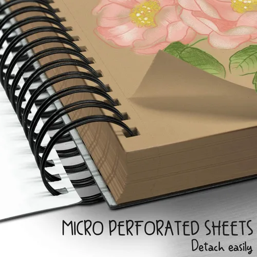Miniatura 5 de 70 hojas de cuaderno de bocetos bronceado de alta calidad, 9 x 12 pulgadas, bloc de papel de dibujo encuadernado en espiral para bolígrafos de gel
