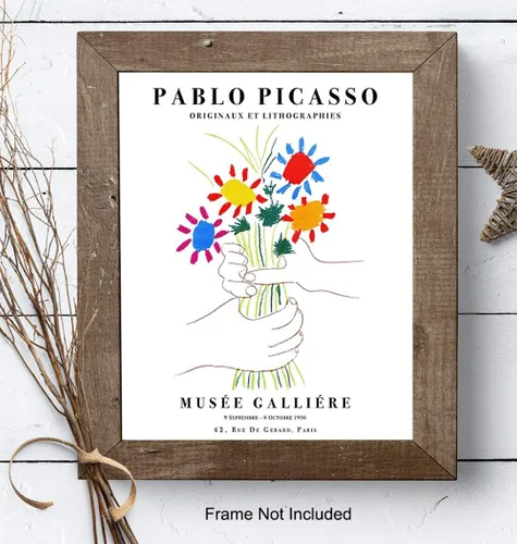 Miniatura 8 de Póster de Pablo Picasso - Arte de pared de Picasso de 8 x 10 pulgadas, impresiones de artistas famosos, arte de pared de galería, ramo de paz