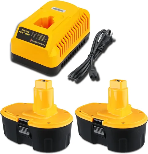 Paquete de 2 baterías de repuesto de 4.8Ah DC9096 para Dewalt 18 voltios NI-MH DC9098 DC9096 DC9091 DE9057 DW9116 con cargador rápido DC9310 de