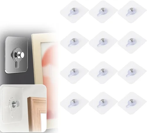 Miniatura 22 de Ganchos adhesivos sin taladros, colgadores de fotos mejorados sin clavos, ganchos adhesivos de montaje en pared para colgar, ganchos de pared sin