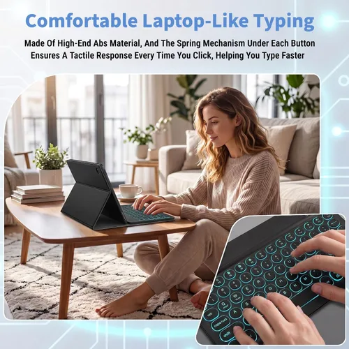 Miniatura 4 de Funda con teclado retroiluminado para Samsung Galaxy Tab A9 Plus de 11 pulgadas 2023 (SM-X210/X216/X218) con protector de pantalla, teclado