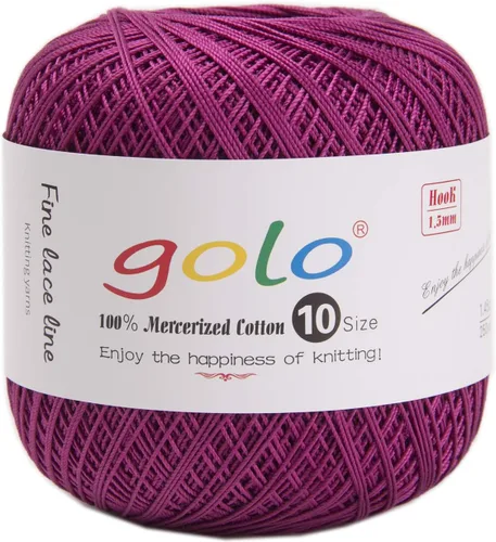 Miniatura 132 de Golo - Bolas de hilo para crochet de algodón tamaño 10, color algodón para crochet D-Fresa D078-fresa