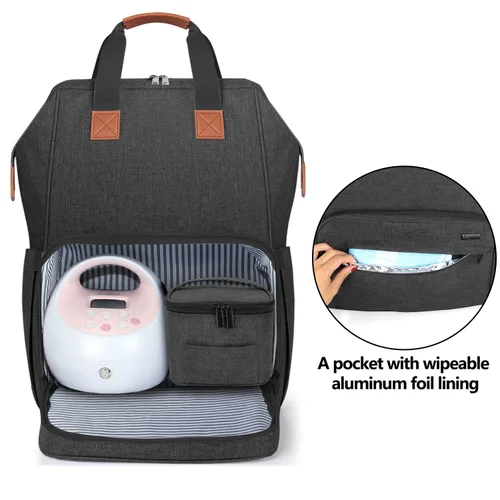 Miniatura 2 de LUXJA Bolsa para extractor de leche con compartimentos para bolsa enfriadora y laptop, mochila para extractor de leche con 2 opciones de uso