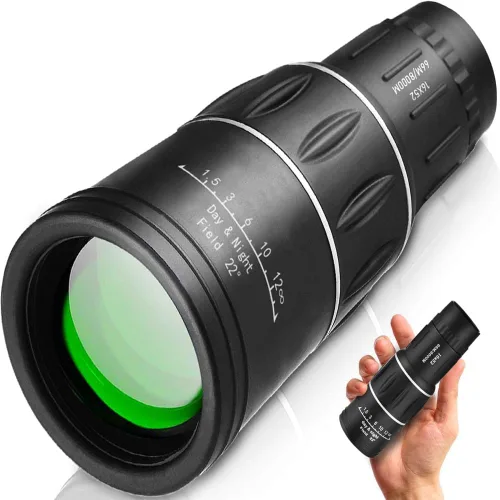Telescopio monocular HD 16X52, imágenes de alto contraste y alta resolución, portátil impermeable, alcance monocular HD para observación de aves,