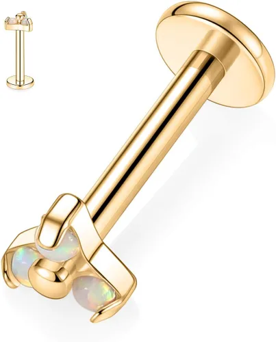 Miniatura 2 de GAGABODY Labret Studs 16G 60.315 in G23 Titanium BallCZOpal Top Press Fit Threadless Push-in Labret Labret Lip Monroe Tragus Stud Bisel Push Back