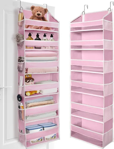 Miniatura 9 de ULG Organizador para colocar sobre la puerta, 5 niveles extra grande para colgar con 10 bolsillos de malla, organizador de puerta para guardería