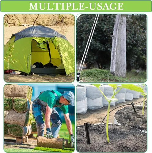 Miniatura 7 de Paquete de 50 estacas de jardín de 10 pulgadas, estacas de plástico resistentes para carpa, estacas de anclaje para bordes, terrazas, tablas Negro