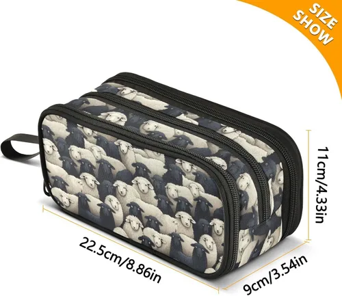 Miniatura 7 de MNSRUU Estuche grande para lápices, estuche de lápices estético de ovejas de animales, organizador de marcadores, caja de lápices para niñas, niños