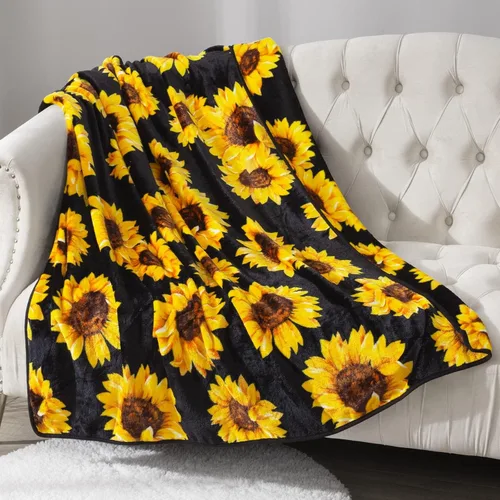 Miniatura 2 de Mantas de girasol, regalos para mujeres, manta de doble cara, ropa de cama bonita para niñas, franela ligera y acogedora felpa para adultos y niños