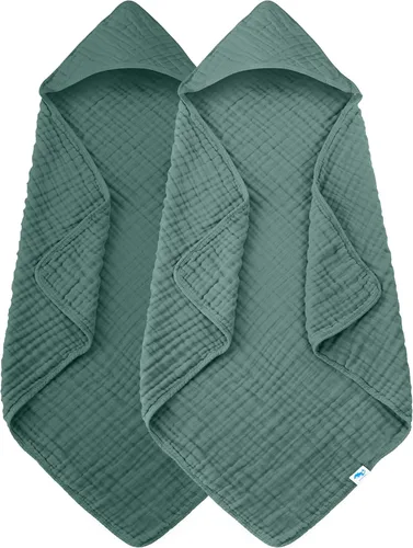 Miniatura 15 de SWEET DOLPHIN - Paquete de 2 toallas de baño de muselina para bebés y niños pequeños, manta 100% algodón, 40 x 40 pulgadas, altamente absorbentes