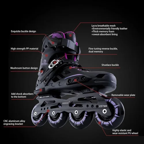 Miniatura 6 de Patines en línea para niñas y niños, patines profesionales para mujeres, hombres y adultos, cuchillas ajustables para principiantes