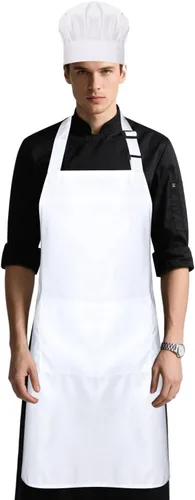Juego de delantal de chef y sombrero de chef, delantal de cocina ajustable con 2 bolsillos, disfraz de panadero para hombres y mujeres