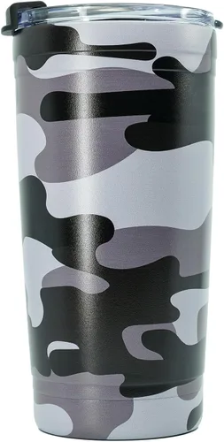 Miniatura 5 de Military Gift Shop - Vaso térmico de acero inoxidable con camuflaje negro de 20oz con tapa a prueba de fugas, vaso de viaje térmico de café con Camo