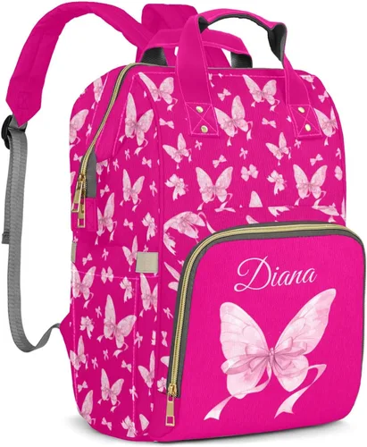 Miniatura 11 de Mochila de pañales personalizada con lazo con nombre, gran capacidad, multifuncional, bolsa de mamá, impermeable, elegante bolsa de lactancia Arco 05