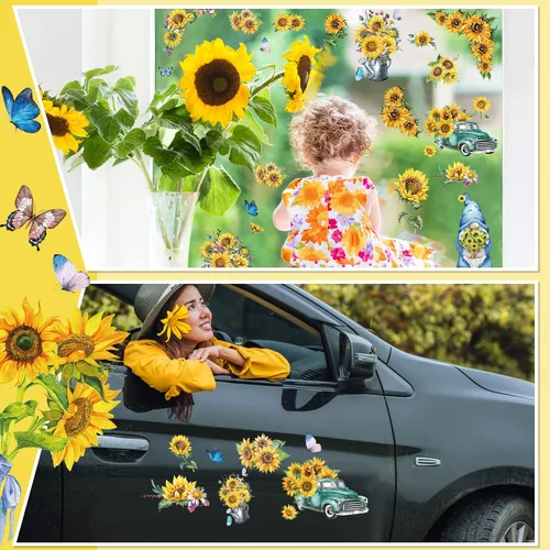 Miniatura 7 de 9 hojas de transferencia de girasol para muebles y manualidades de Acción de Gracias, calcomanías de flores vintage de calabaza, hoja de arce