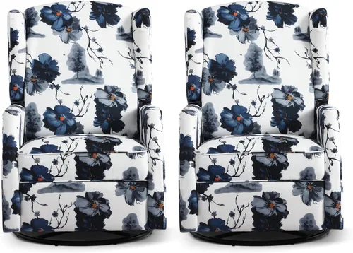 Miniatura 12 de Silla reclinable giratoria, mecedora deslizante para guardería, silla reclinable floral con respaldo de ala, silla reclinable en liquidación, silla