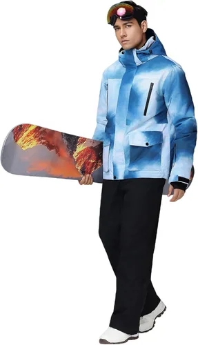 Miniatura 5 de Oymyakon Traje de esquí para hombre, impermeable, para nieve, chaqueta y pantalones de snowboard, para invierno, al aire libre, a prueba de viento