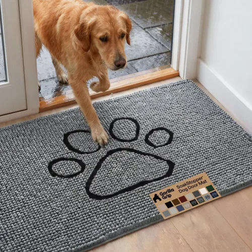 Miniatura 63 de GORILLA GRIP SOAKSTOPPER - Tapete para puerta de perro, 30 x 20 pulgadas, lavable a máquina, absorbente, captura la humedad, barro, suciedad, Negro