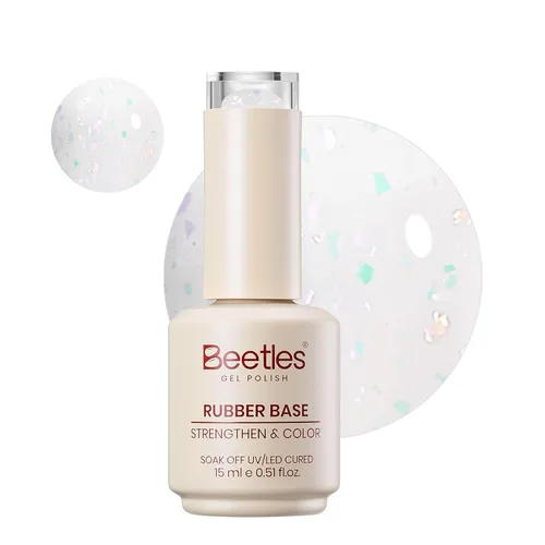 Miniatura 10 de Beetles - Esmalte de uñas en gel base rosa, 1 unidad, 0.5 onzas líquidas: color rosa desnudo 5 en 1, esmalte pastel constructor, punta francesa