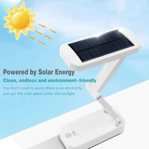 Miniatura 2 de keeda Lámpara de escritorio plegable solar, lámpara de lectura LED portátil regulable con puerto de carga solar y USB para luz nocturna de noche