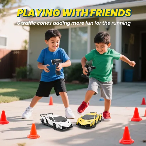 Miniatura 6 de QUN XING Coche de control remoto 1:24 oficialmente licenciado Lambo veneno RC Drift Car con luces LED 2.4GHz 4WD 15KM/H de alta velocidad, batería