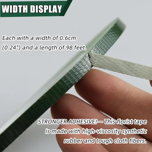 Miniatura 2 de Paquete de 2 cintas de flores verdes de fuerte adherencia – 1/4 de pulgada de ancho, cinta adhesiva impermeable multiusos para bodas