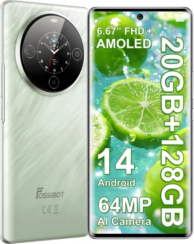 FOSSIBOT S3Pro - Teléfono desbloqueado, 6.67 pulgadas AMOLED Dual Curvo Pantalla + 1.09 pulgadas Pantalla Trasera Teléfonos Celulares,