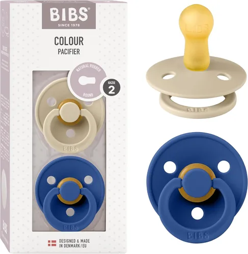 Miniatura 34 de BIBS - Paquete de 2 chupetes Bibs Colour, calmante, libre de bisfenol A, punta redonda, látex de goma natural Noche de vainilla