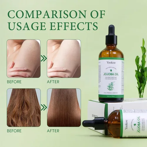 Miniatura 5 de Yeokoe Aceite de Jojoba Puro Prensado en Frío Sin Refinar Gua Sha para Cabello Más Saludable, Piel Más Suave, Aceite Hidratante Base Portador 3.52oz