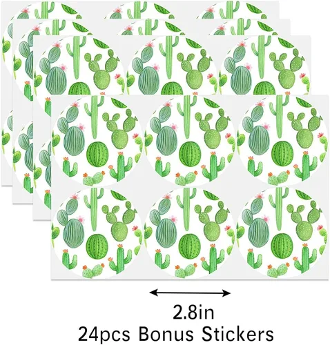 Miniatura 4 de BonBeeDesign Bolsas de dulces de cactus, paquete de 24 bolsas de golosinas de cactus con calcomanías para decoraciones de fiestas de cumpleaños