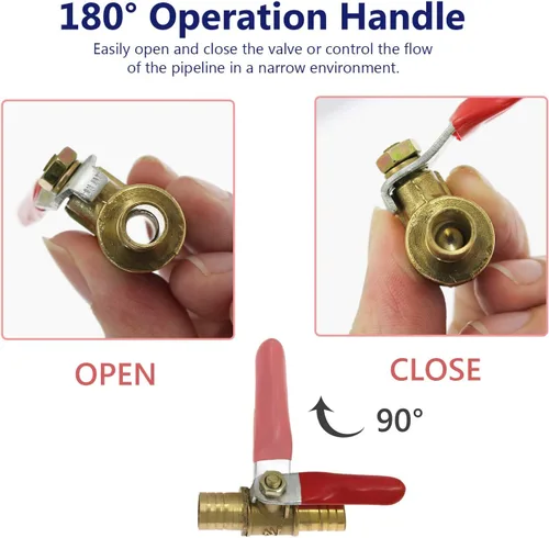 Miniatura 5 de Bonsicoky - 4 válvulas de bola de agua de latón de 1/2 pulgada de diámetro de manguera de cierre de manguera de manguera de púas conector conector