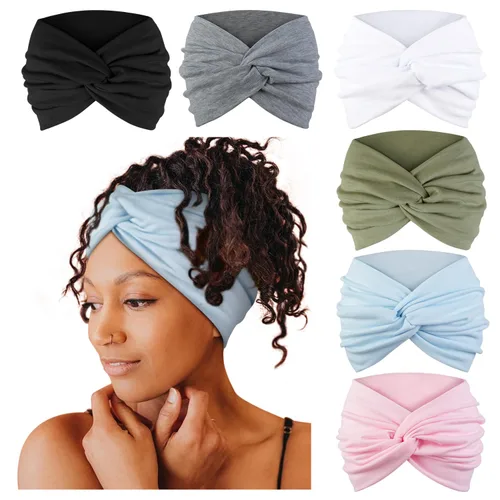 Miniatura 11 de Tobeffect Diademas extra anchas de 7 pulgadas para mujer, diadema grande y gruesa para la cabeza, bandana bohemia para cabello de mujer, banda